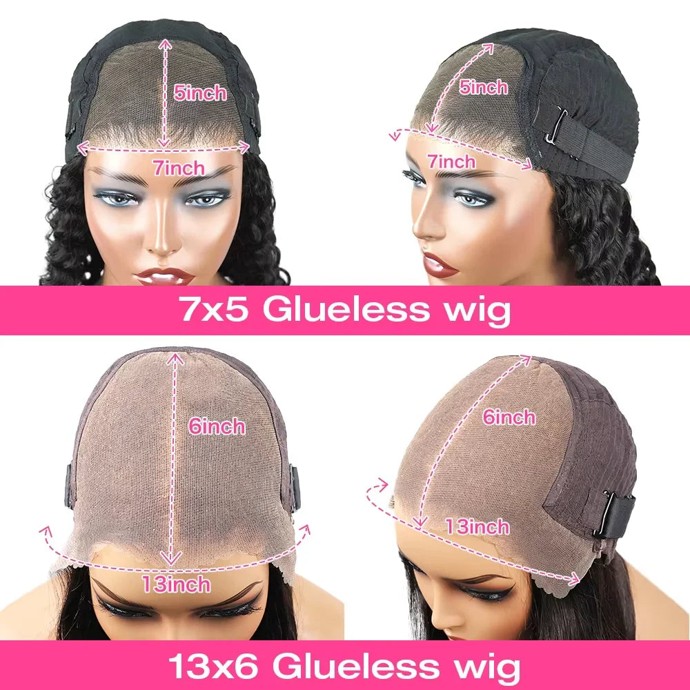 13x6 Hd Glueless Wear And Go Water Wave Wig Human Hair For Women 7x5 Frontal Curly Lace Front Wigs On Clearance Sale 250 Density