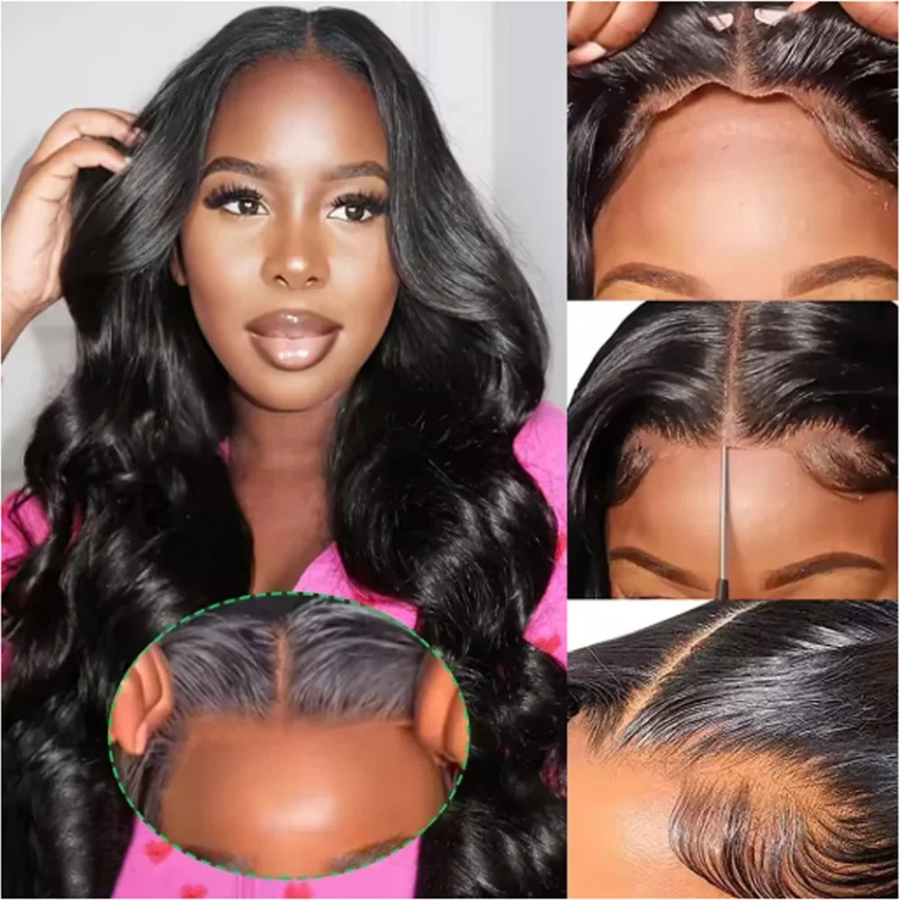 13x6 Body Wave Lace frontal Wig  Human Hair Pre Plucked Glueless 13X4 Brazilian Body Wave HD Transparent Lace Wigs For Women