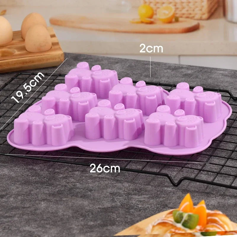 3D Lovely Bear Cake Mold Animal Cookie Silicone Mould For Chocolate Candy Kitchen Fondant Supplies Cupcake Topper Decorating
