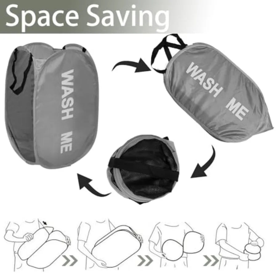 Pop-Up Collapsible Laundry Basket with Carry Handles