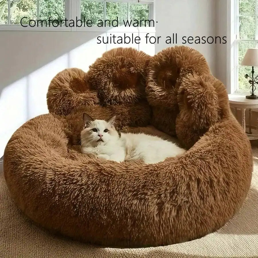 Pet Bed Pet Sofa Soft And Comfortable Bear Paw Pet Bed, Sleep Solution For Dogs And Cats. Comfortable Donut Dog Bed Luxurious