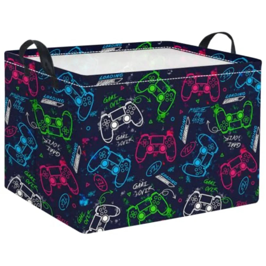 Rectangular Checkered Basket Storage Bin Collapse Storage Basket with Handles for Organizing Home Kitchen Boys and Girls Toys O
