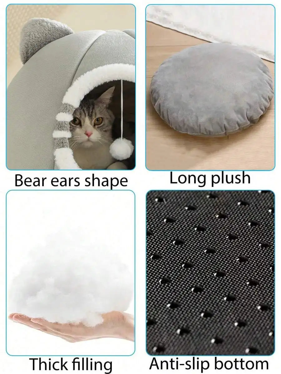 PETSIN 1 PC Cat Bed Kitten Bed, Washable Cat Beds For Indoor Cats, Super Soft Pet House For Puppy And Kitten With Anti-Slip