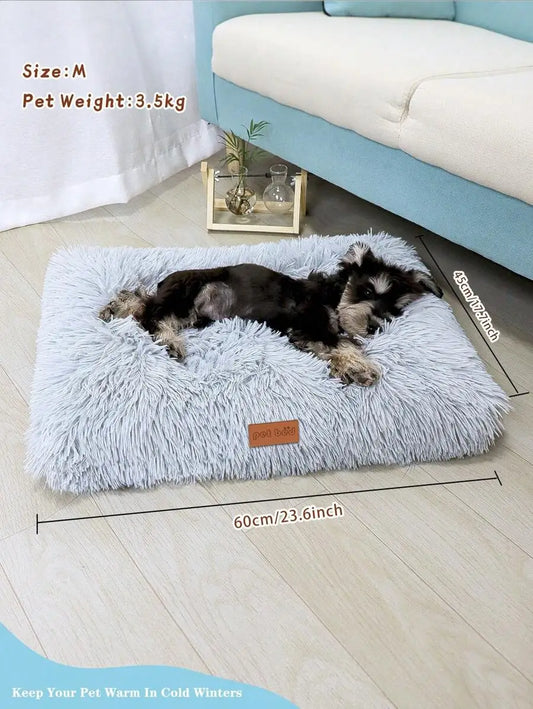 1PC Washable Plush Pet Crate Bed For Dog Anti-Slip Pet Mat Bed For Cat Fluffy Comfy Pet Sleeping Mat For Large, Jumbo, Medium,