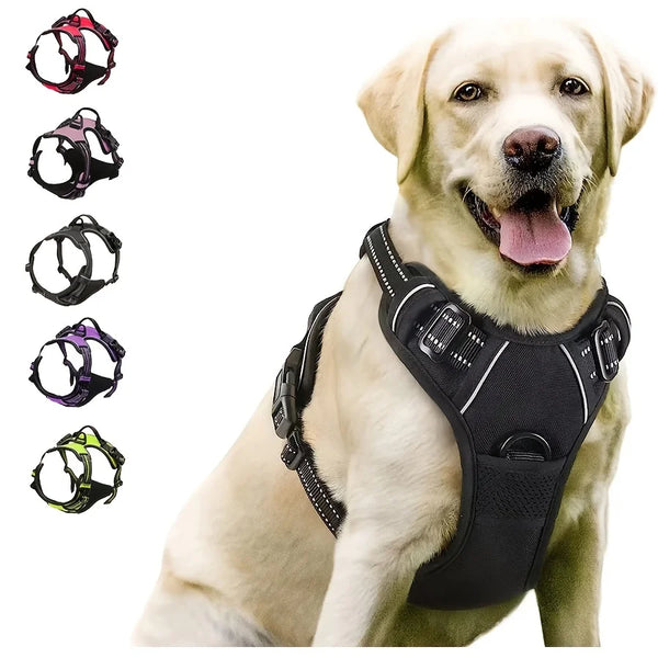 Adjustable No Pull Dog Harness Front Clip Reflective Comfortable Handle for Medium to Large Dogs Walking