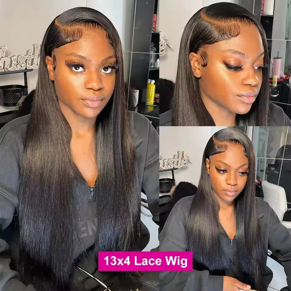 200% Real Density Bone Straight 13x6 13x4 Transparent HD Lace Frontal ≥98% Human Hair Wig 30 Inch 360 Lace Front Wigs For Women