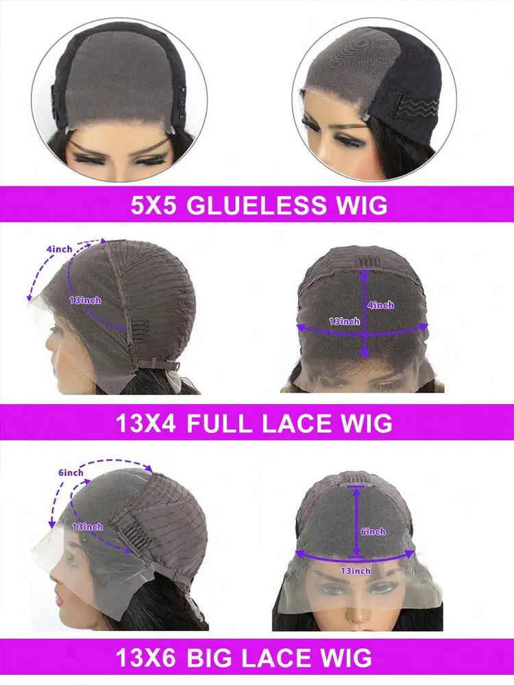 40 42 Inch Body Wave Human Hair Wigs 250% Density 13x6 HD Lace Front Human Hair Wig 5x5 Gluless Lace Closure Wig Preplucked