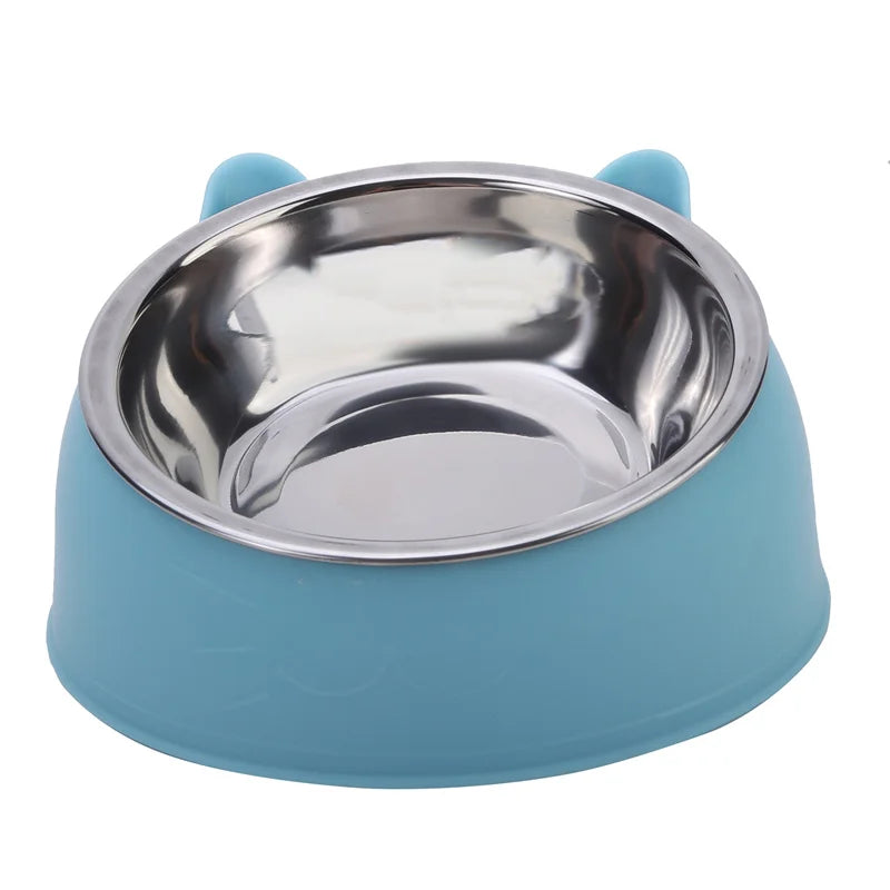 1/2/5pcs Cat Bowl Creative Inclined Kitten Puppy Food Feeding Bowls Stainless Steel Cats Drinking Feeder Pet Dogs Cats Feeders