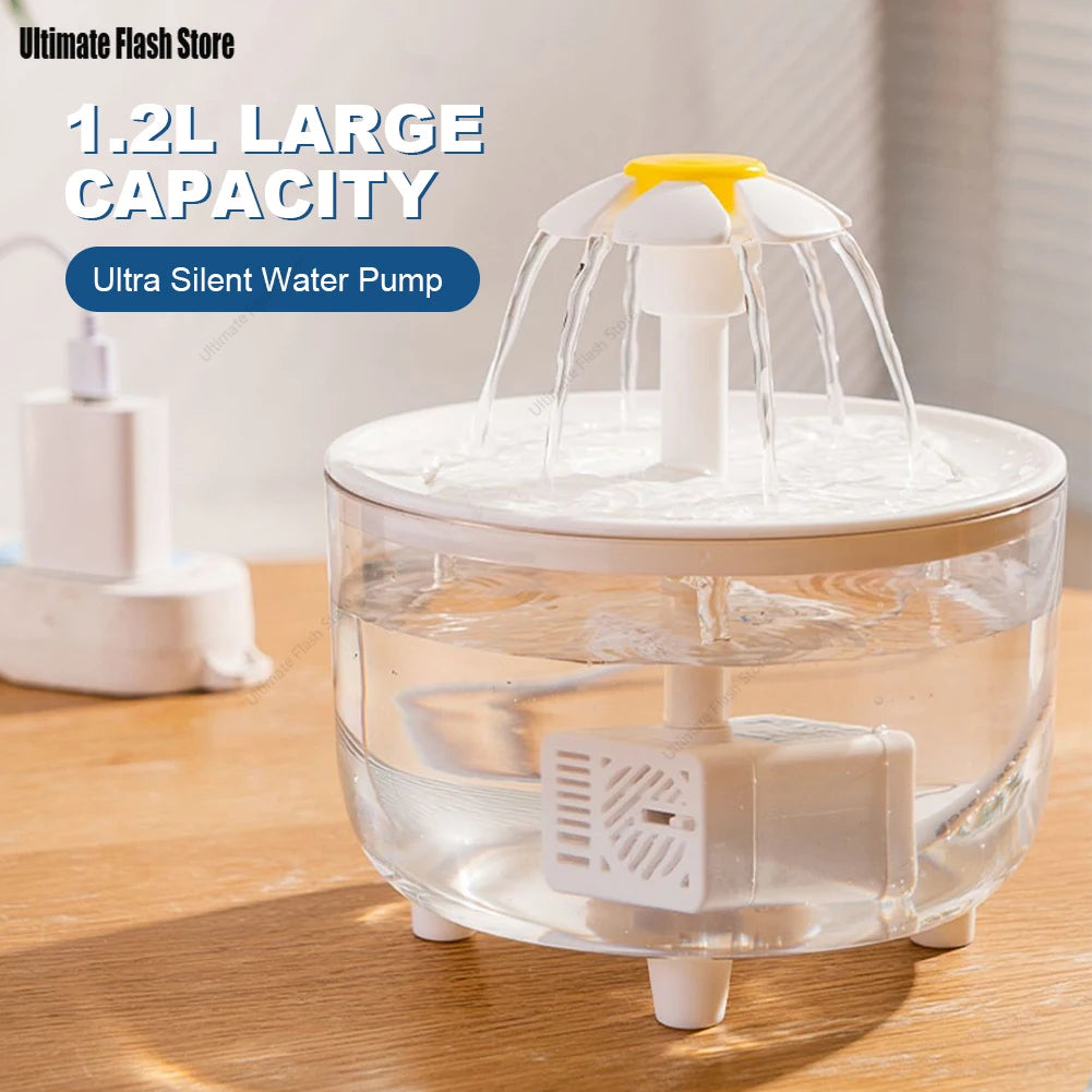 Pet Water Fountain Automatic Cat Drink Bowl Filter 1200ml USB Electric Mute Pet Drinking Dispenser Drinker For Cats Water Filter