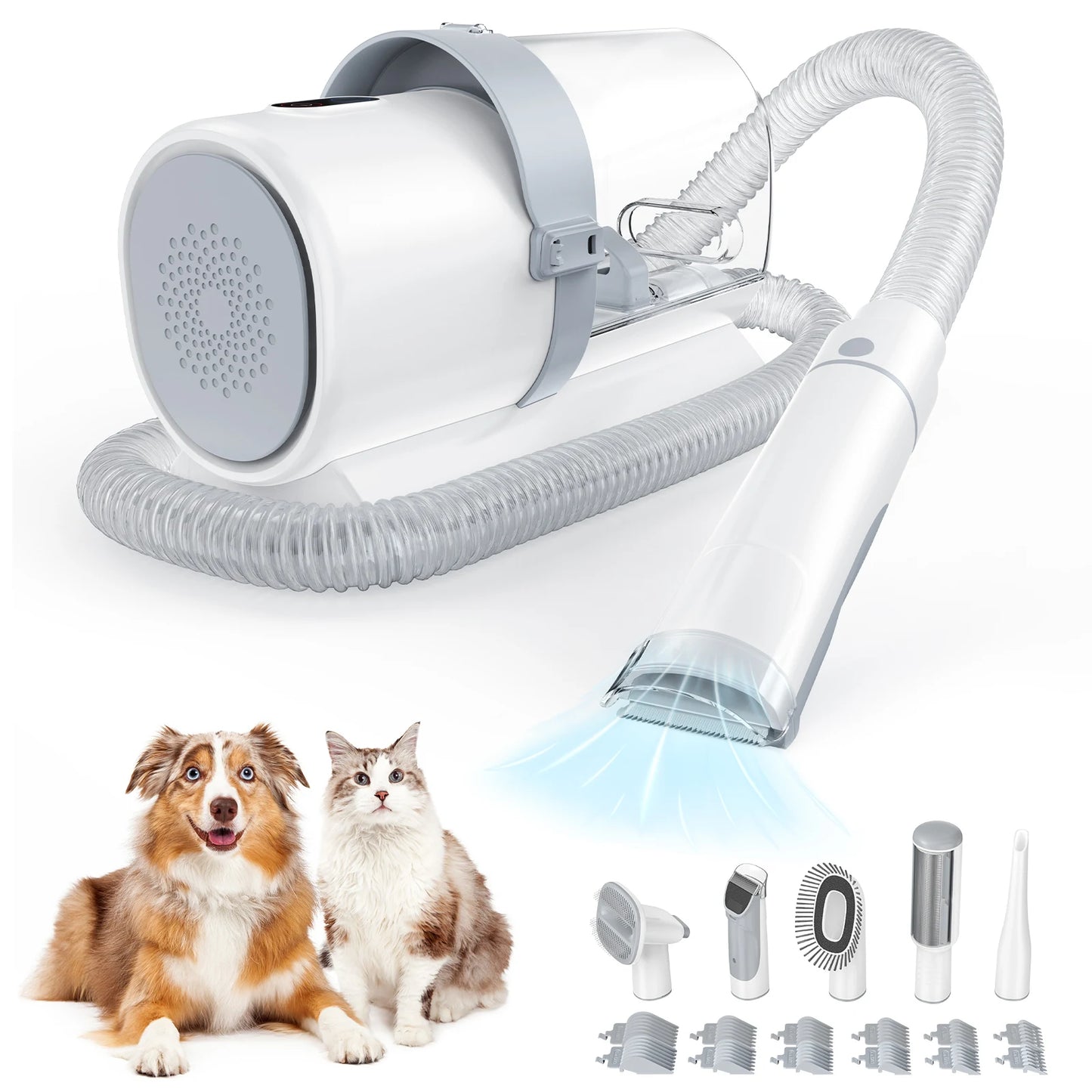 JHK 2.5L Professional Pet Grooming Vacuum Kit 3 Suction Modes and 5 Groomer Tools with Cordless Low Noise Dog Clippers for Cats