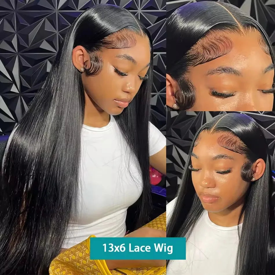 200% Real Density Bone Straight 13x6 13x4 Transparent HD Lace Frontal ≥98% Human Hair Wig 30 Inch 360 Lace Front Wigs For Women