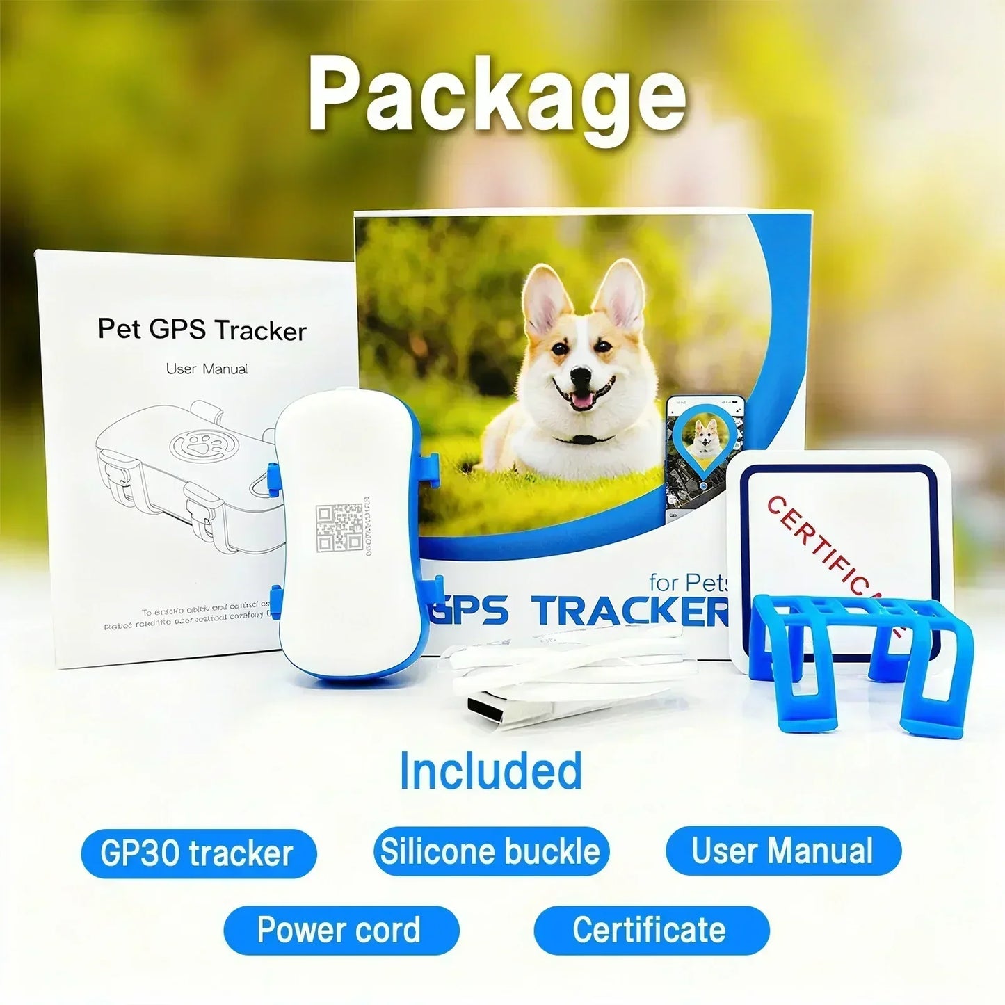 GPS Pet Tracker 4G for Dogs & Cats Built-in SIM with Real-Time Tracking, WiFi Home Positioning, IP67 Waterproof, Plan Required
