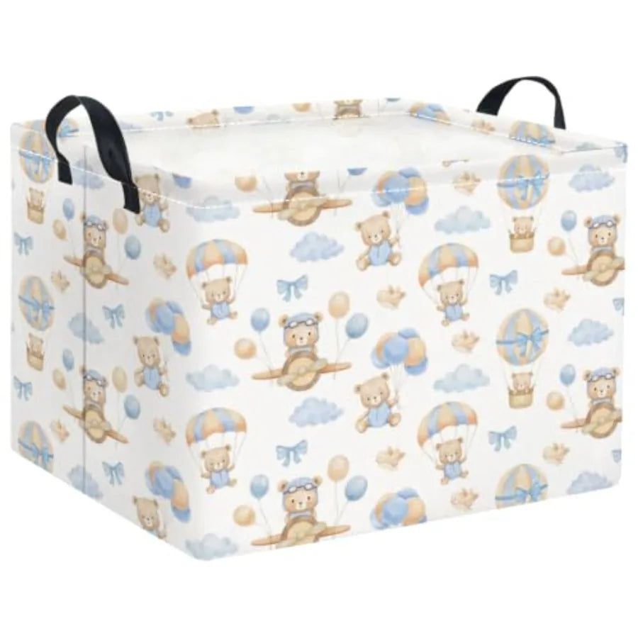 Rectangular Checkered Basket Storage Bin Collapse Storage Basket with Handles for Organizing Home Kitchen Boys and Girls Toys O