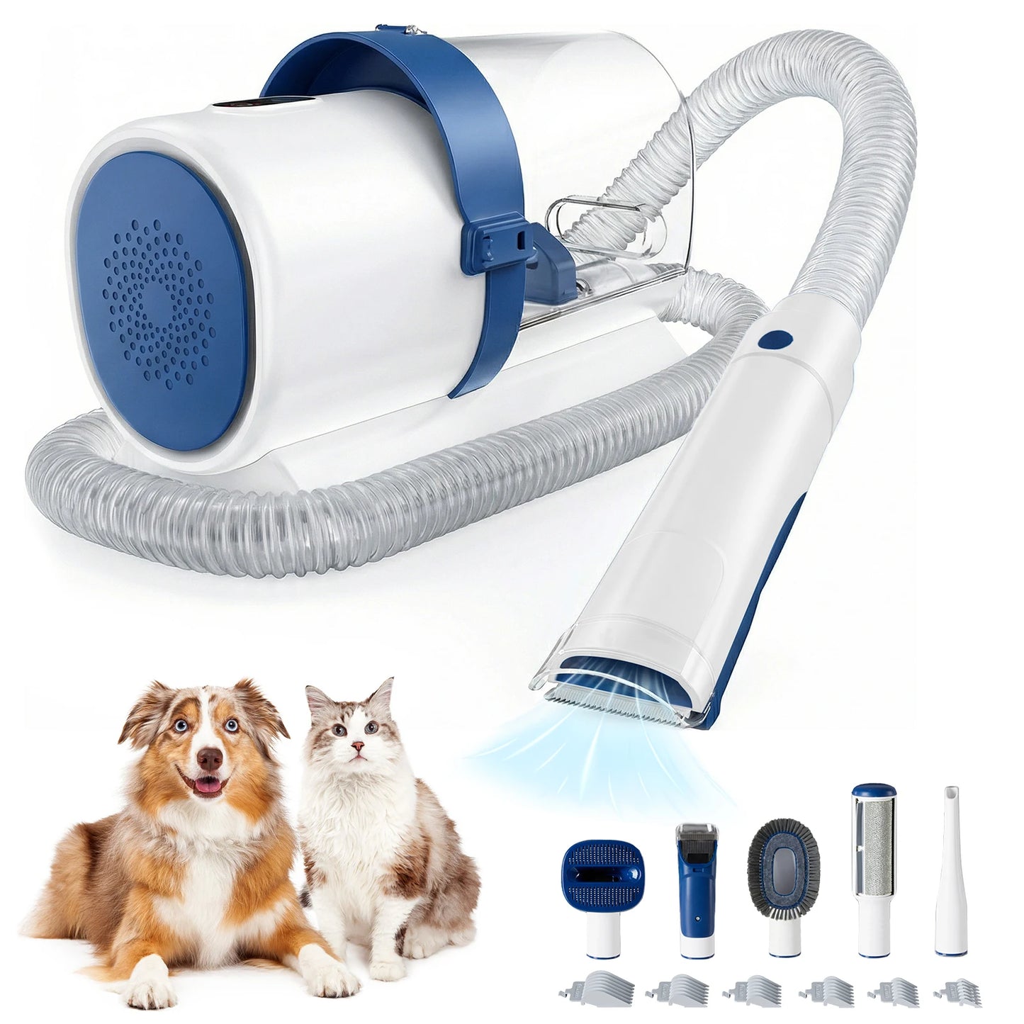 JHK 2.5L Professional Pet Grooming Vacuum Kit 3 Suction Modes and 5 Groomer Tools with Cordless Low Noise Dog Clippers for Cats