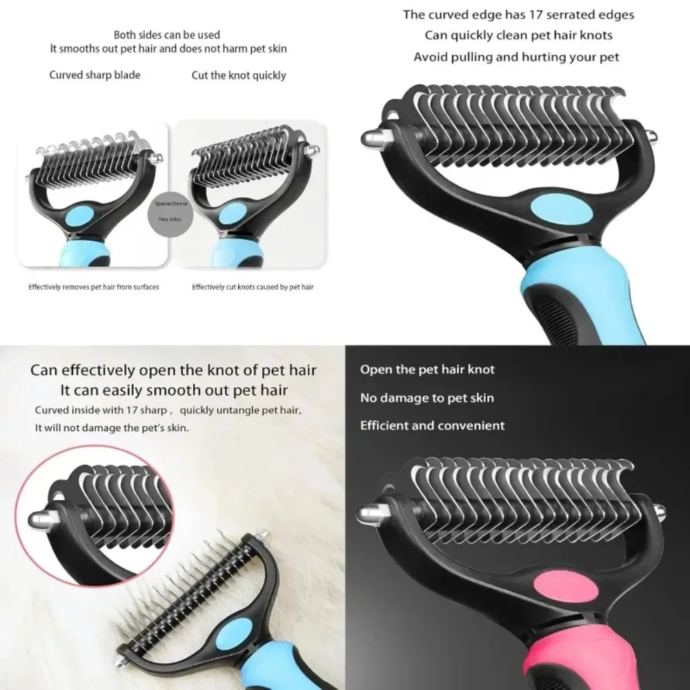 Double Sided Stainless Steel Pet Grooming Brush Dog Cat Hair Remover Comb Tangle Removal Pet Supplies