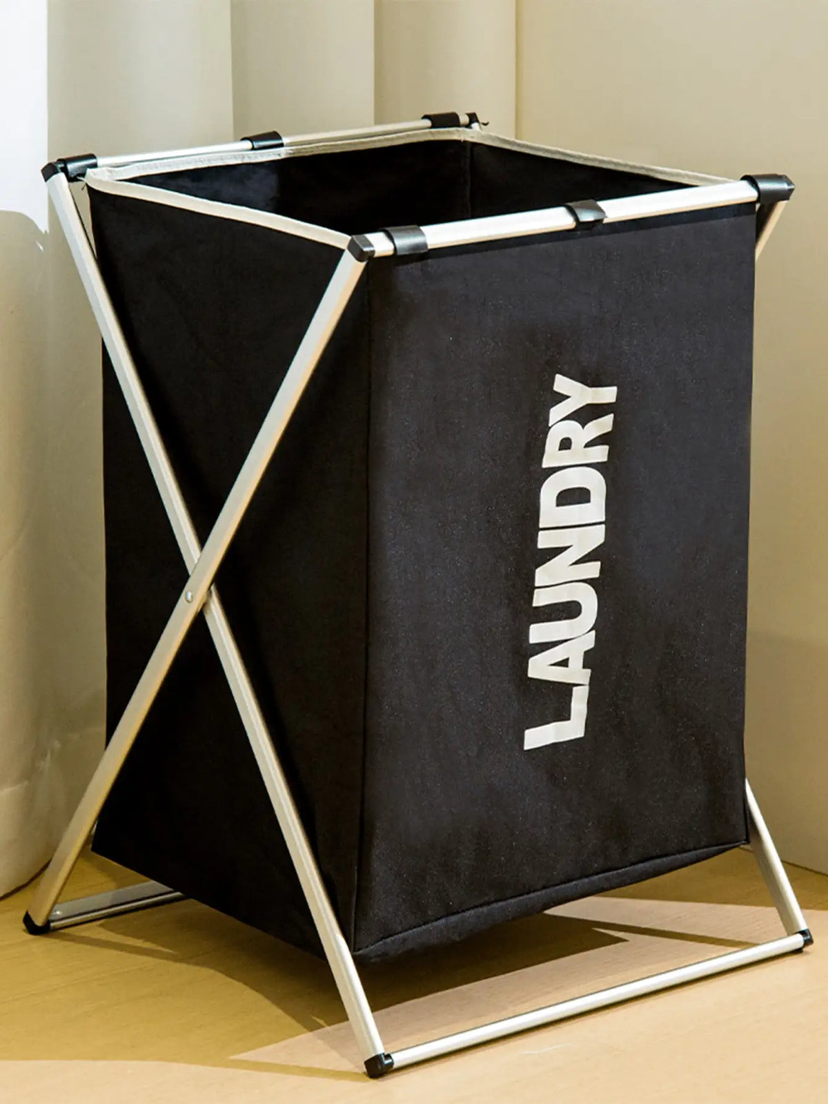 Multi-Compartment Laundry Basket with Handles, 3/2/1-Slot Dirty Clothes Hamper, Large Portable Fabric Storage Bin for Bedroom, Dorm, Apartment, Black