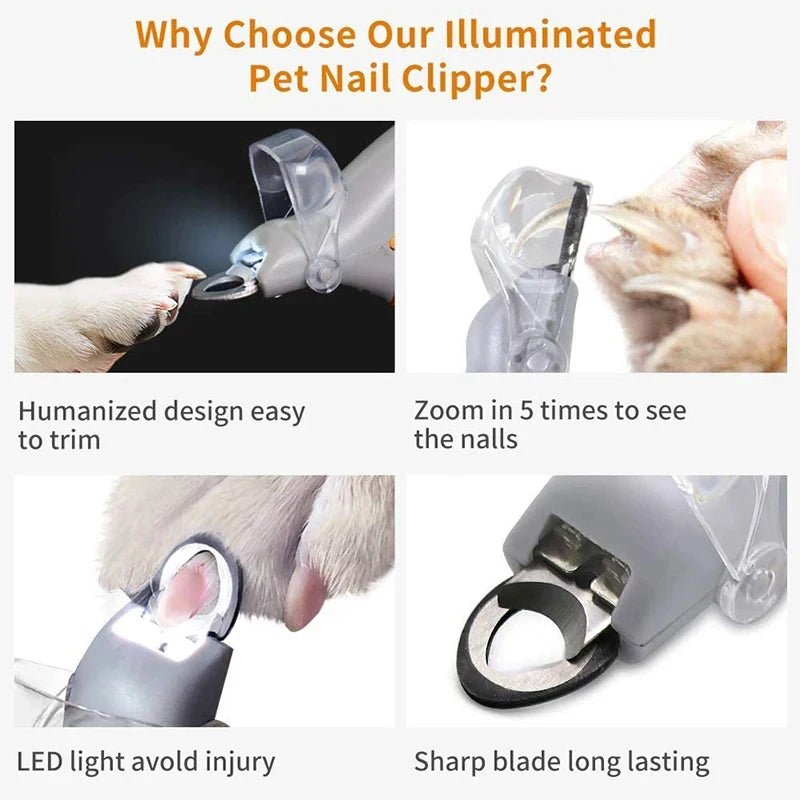 Professional Pet Nail Clipper Scissors With LED Light Cat Dog Nail Clipper Tool Scissors Nail Toeclaw Cutter Scissors Pet Supply