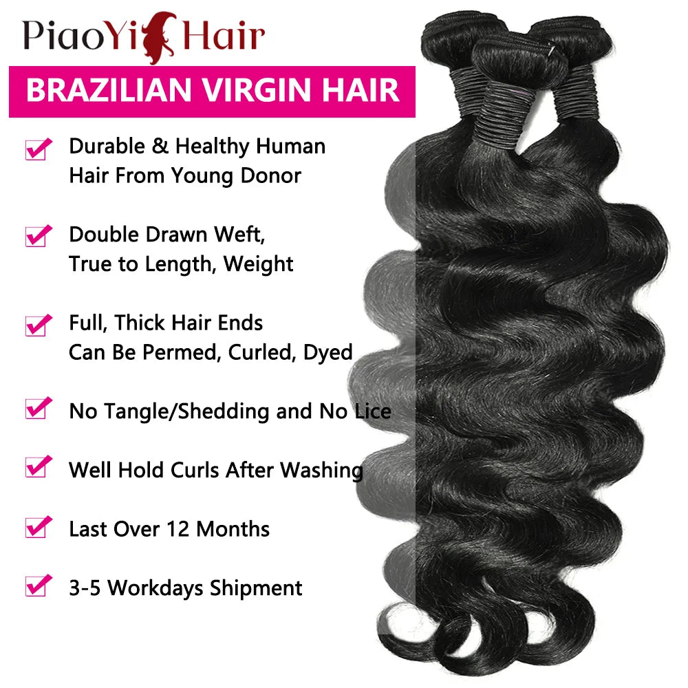 Body Wave Human Hair Bundles With 4x4/5x5 Closure 100% Raw Human Hair Weave Extensions 2X6 Middle Part Lace With HBundles