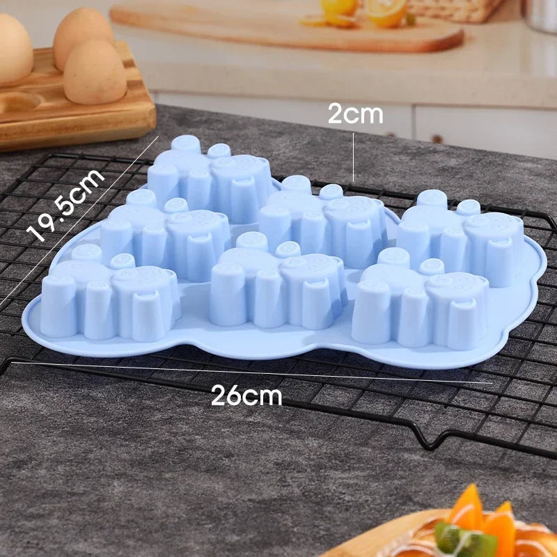 3D Lovely Bear Cake Mold Animal Cookie Silicone Mould For Chocolate Candy Kitchen Fondant Supplies Cupcake Topper Decorating