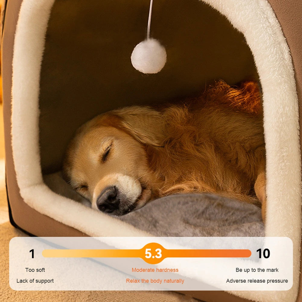 Dog Kennel Detachable Warm Winter Dog House Mat Washable Plush Cotton Puppy Shelter Winter Cat Bed Castle Dogs Cats Pet Supplies