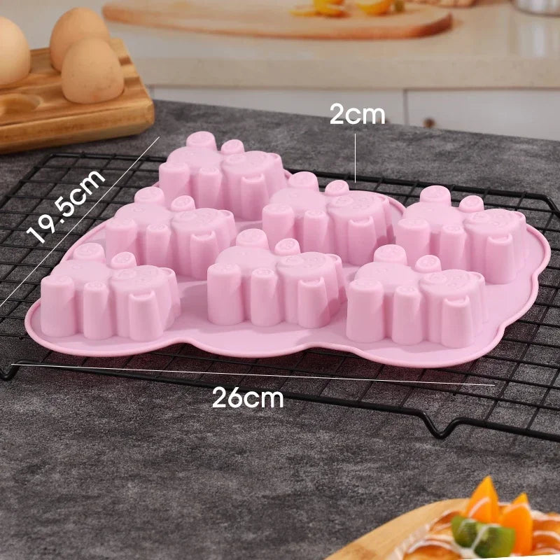 3D Lovely Bear Cake Mold Animal Cookie Silicone Mould For Chocolate Candy Kitchen Fondant Supplies Cupcake Topper Decorating