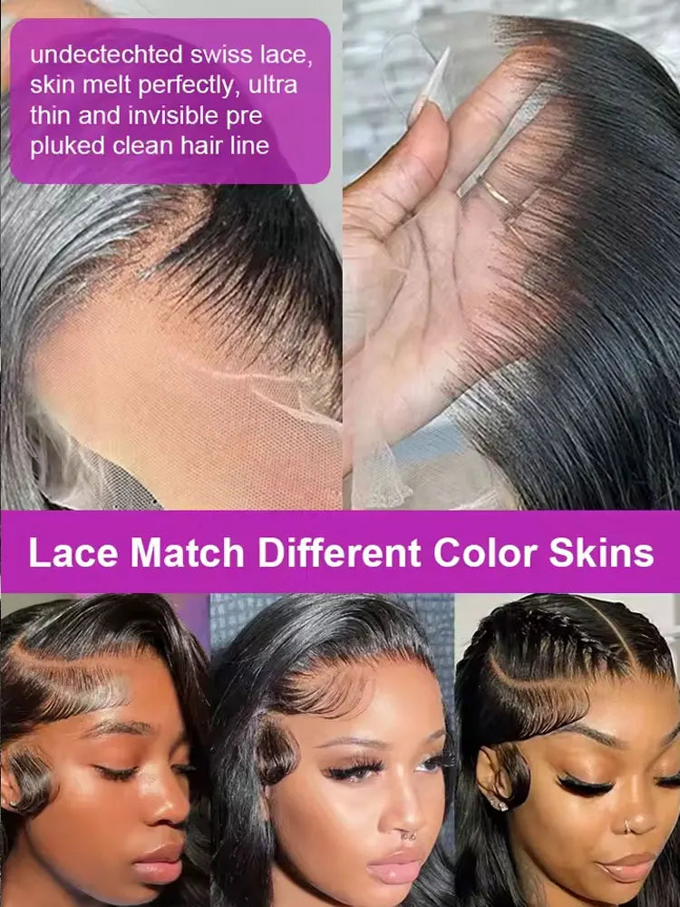40 42 Inch Body Wave Human Hair Wigs 250% Density 13x6 HD Lace Front Human Hair Wig 5x5 Gluless Lace Closure Wig Preplucked