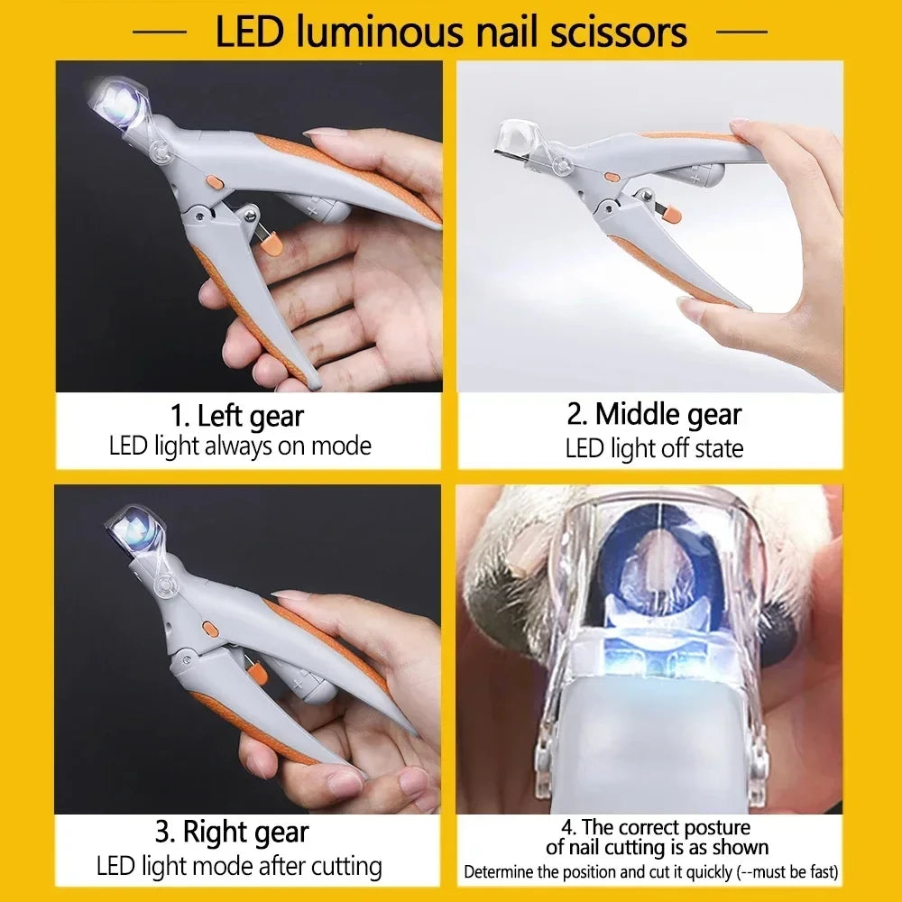 Professional Pet Nail Clipper Scissors With LED Light Cat Dog Nail Clipper Tool Scissors Nail Toeclaw Cutter Scissors Pet Supply
