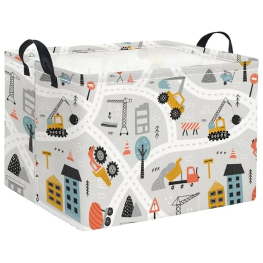 Rectangular Checkered Basket Storage Bin Collapse Storage Basket with Handles for Organizing Home Kitchen Boys and Girls Toys O