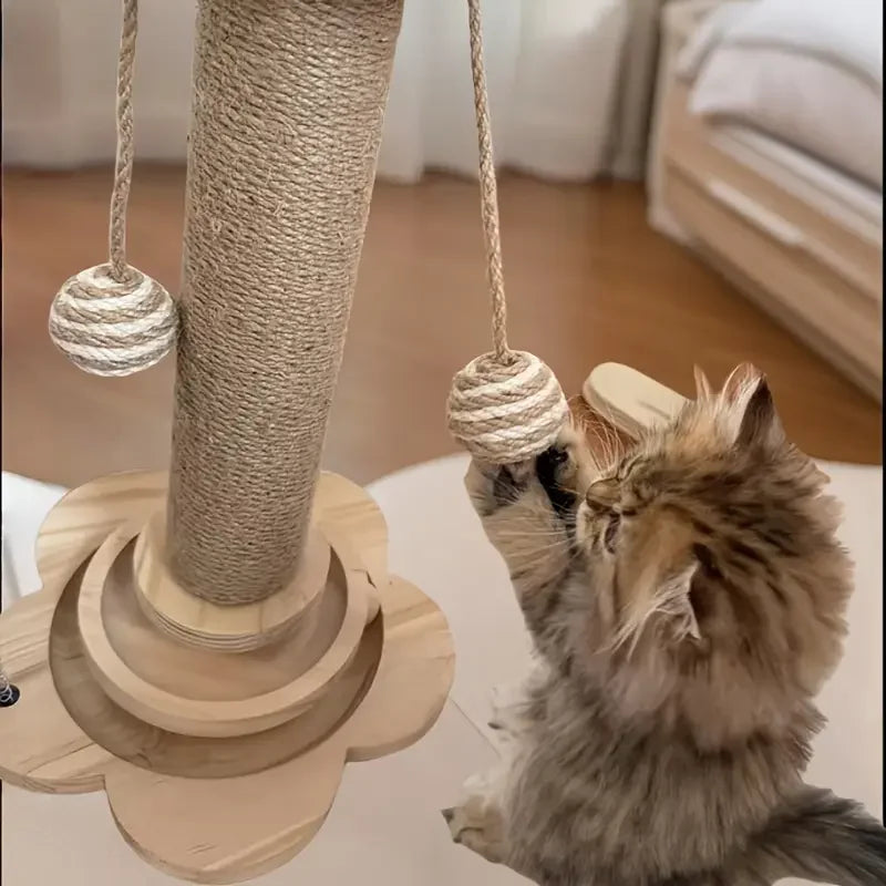 1pcs High-Quality Cat Scratch Board Rotating Platform - Wooden Fiber Chew Toy, Durable and Non Shedding Cat Tree Stand, Vertical