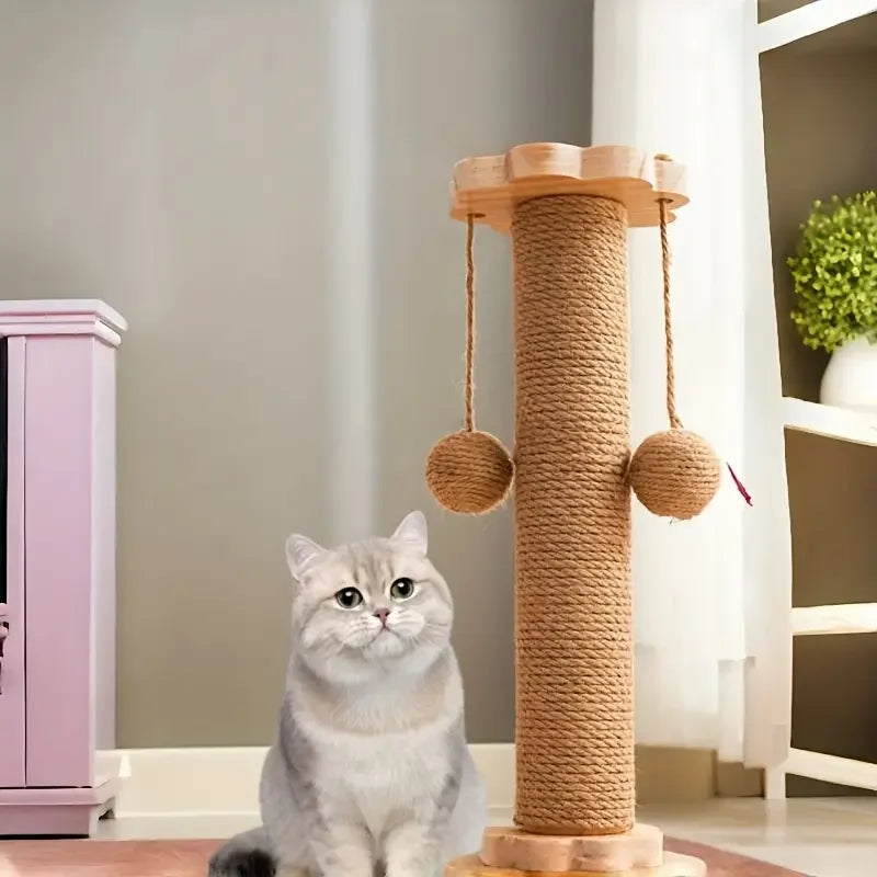 1pcs High-Quality Cat Scratch Board Rotating Platform - Wooden Fiber Chew Toy, Durable and Non Shedding Cat Tree Stand, Vertical