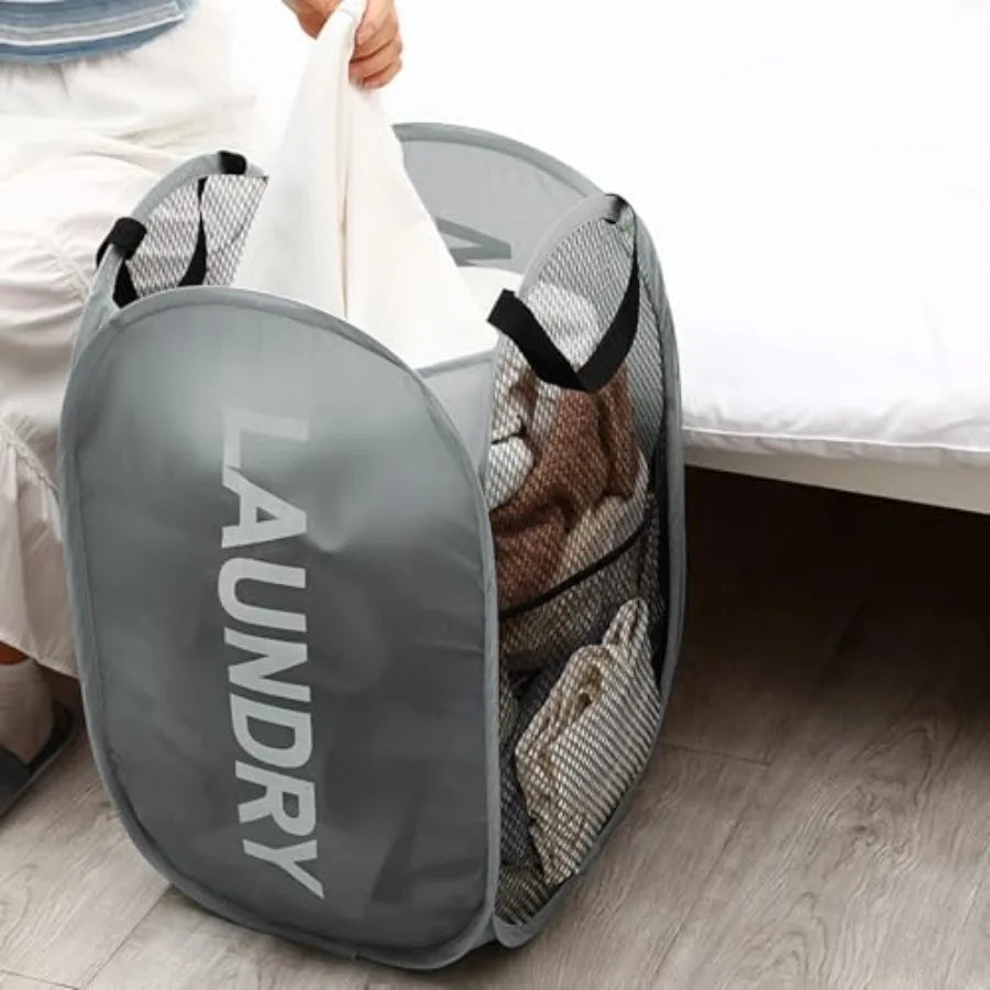 Pop-Up Collapsible Laundry Basket with Carry Handles