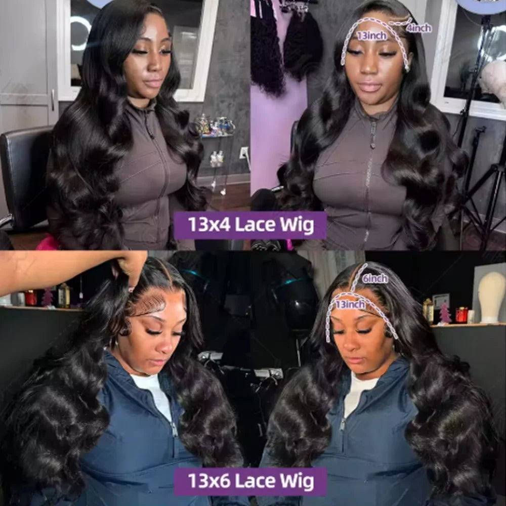 13x6 Body Wave Lace frontal Wig  Human Hair Pre Plucked Glueless 13X4 Brazilian Body Wave HD Transparent Lace Wigs For Women
