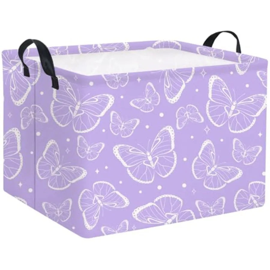 Rectangular Checkered Basket Storage Bin Collapse Storage Basket with Handles for Organizing Home Kitchen Boys and Girls Toys O
