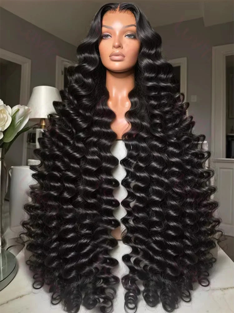 Loose Deep 13x6 Lace Front Human Hair Wig 30 40 Inches Brazilian Water Deep Wave 13x4 HD Lace Frontal Wig Curly Wigs For Women