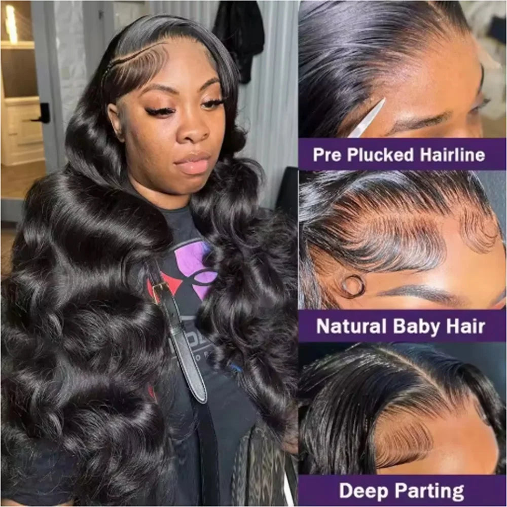 13x6 Body Wave Lace frontal Wig  Human Hair Pre Plucked Glueless 13X4 Brazilian Body Wave HD Transparent Lace Wigs For Women