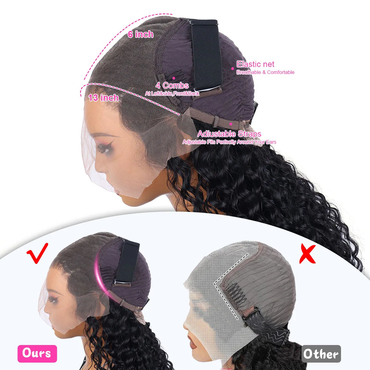 40 Inch Kinky Curly Wet And Wavy HD Lace Frontal Wigs Deep Wave Curly Human Hair Wigs For Black Women Natural Color Pre Plucked Brazilian Remy Hair 13x4 Transparent Lace Front Wig
