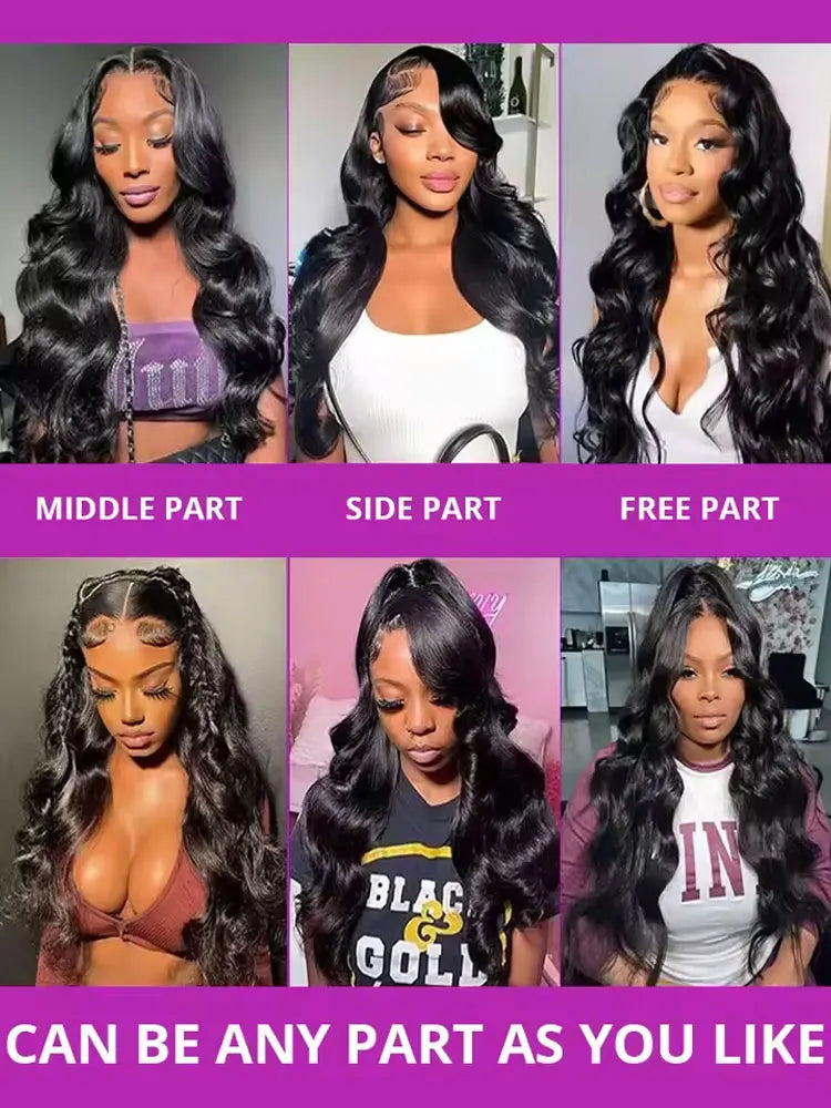 40 42 Inch Body Wave Human Hair Wigs 250% Density 13x6 HD Lace Front Human Hair Wig 5x5 Gluless Lace Closure Wig Preplucked