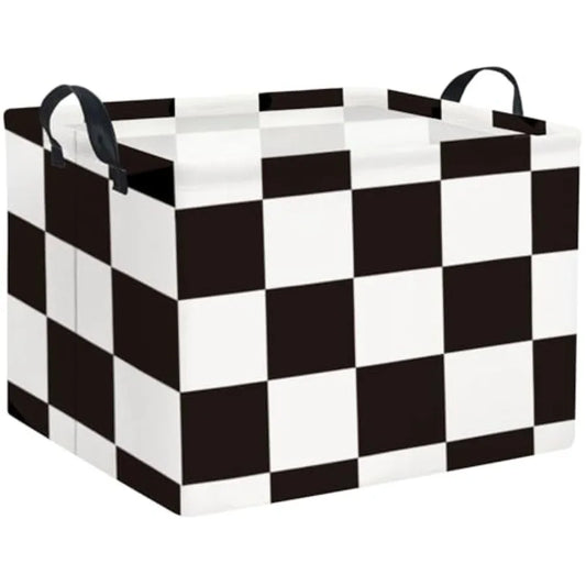 Rectangular Checkered Basket Storage Bin Collapse Storage Basket with Handles for Organizing Home Kitchen Boys and Girls Toys O