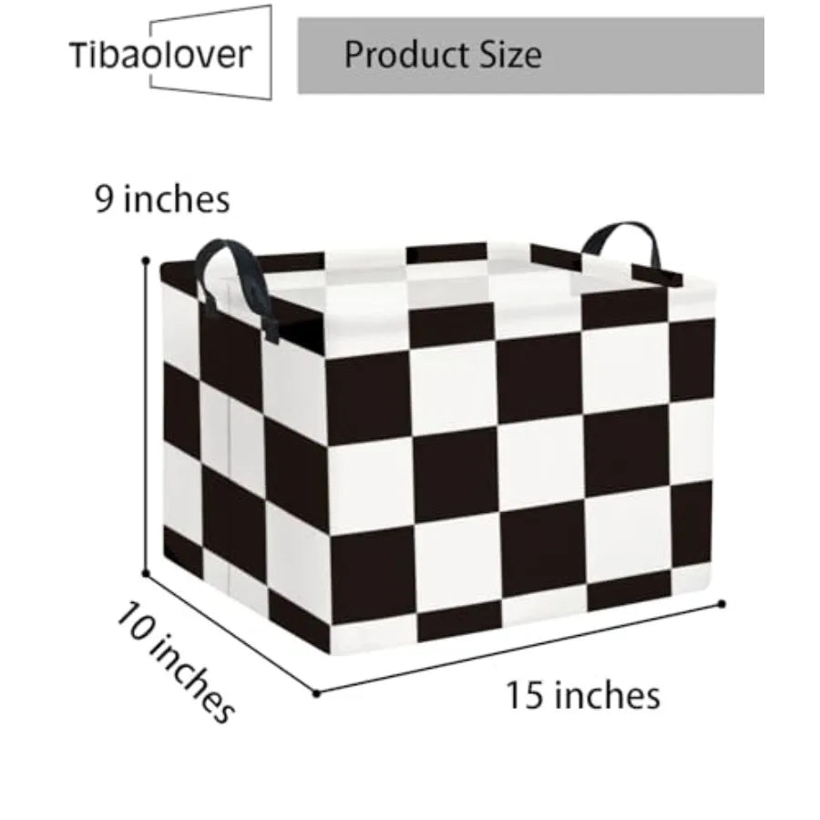 Rectangular Checkered Basket Storage Bin Collapse Storage Basket with Handles for Organizing Home Kitchen Boys and Girls Toys O