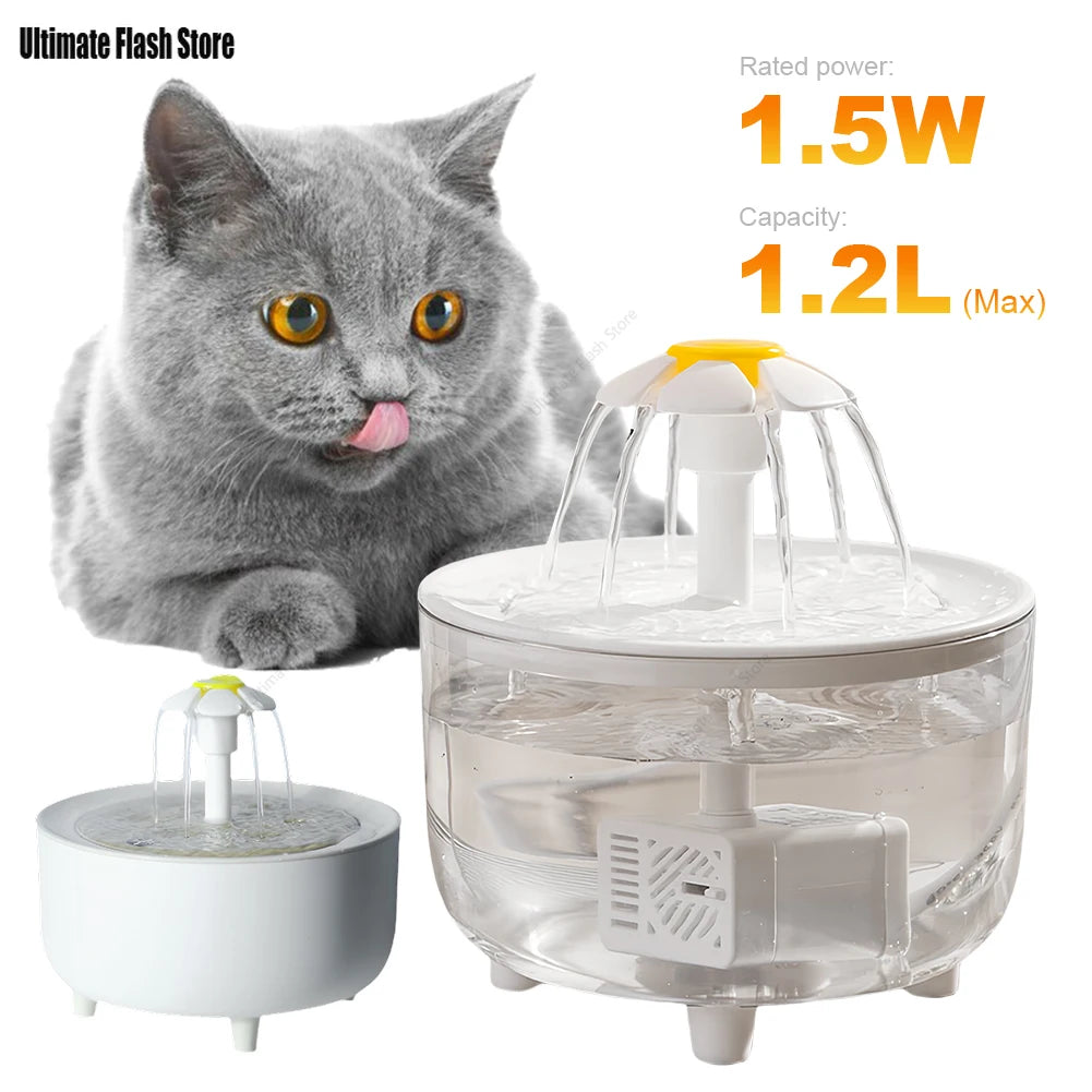 Pet Water Fountain Automatic Cat Drink Bowl Filter 1200ml USB Electric Mute Pet Drinking Dispenser Drinker For Cats Water Filter