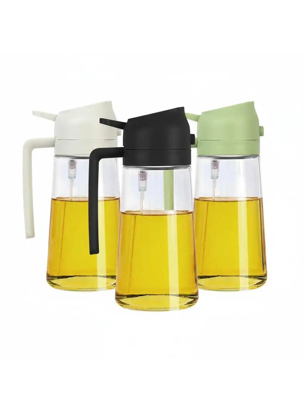 2 in 1 Oil Sprayer and Oil Dispenser Bottle, Dual Purpose Glass Oil Spray Pour Bottle for Cooking Air Fryer BBQ Salad Baking Kitchen Oil Storage Container
